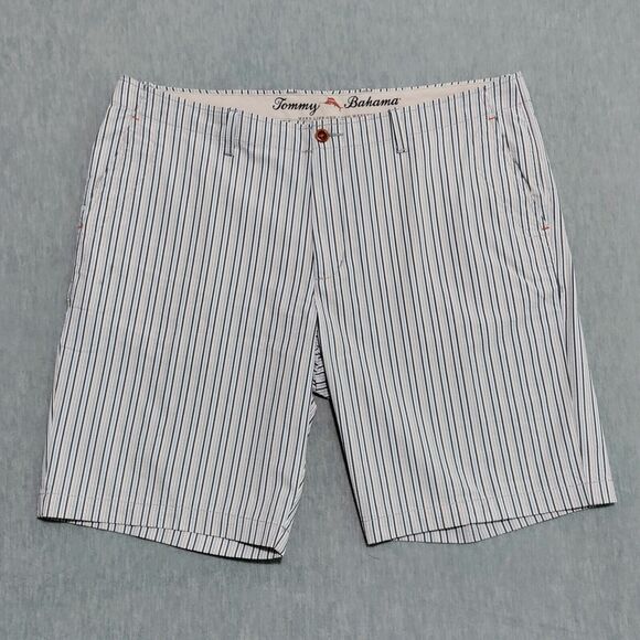 Tommy Bahama Short Men 36 Actual 40 Striped Chino Flat Front Stretch 10" Inseam - Picture 2 of 14